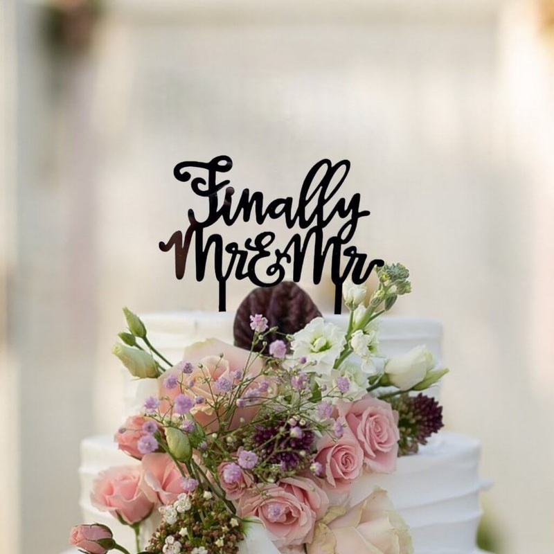 Black Acrylic 'Finally Mr & Mr' Cake Topper