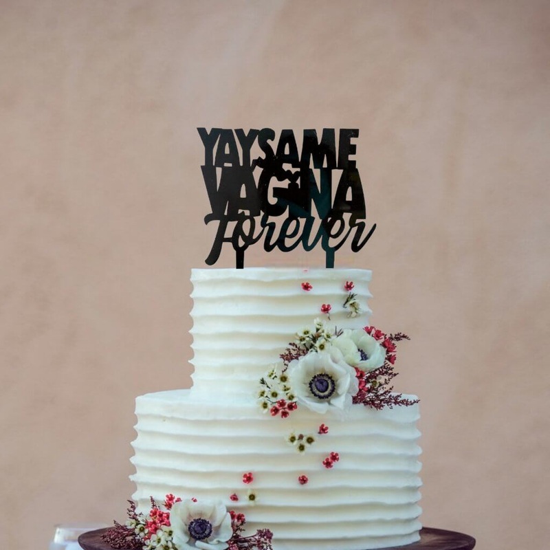 Black Acrylic 'YAY SAME VAGINA FOREVER' Cake Topper