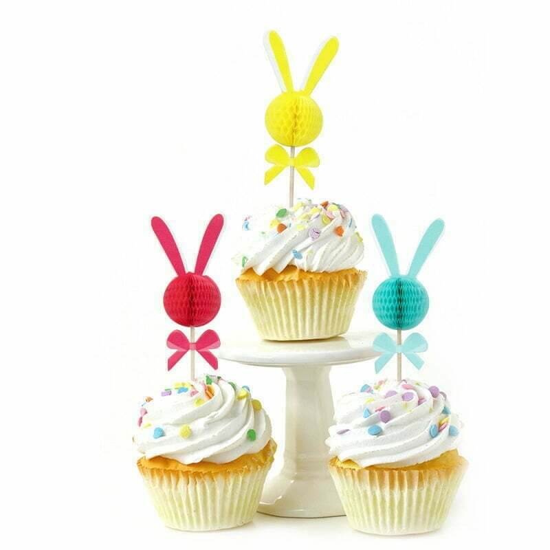 Bunny Rabbit Honeycomb Cupcake Picks 12pk