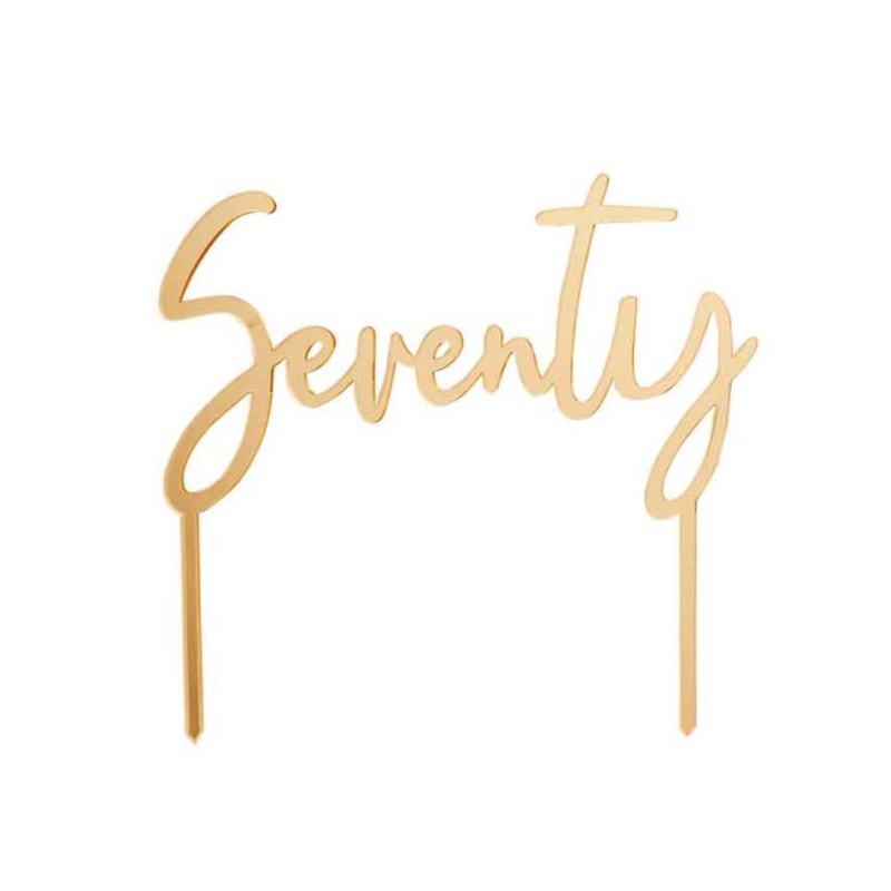 CAKE TOPPER - SEVENTY - GOLD ACRYLIC