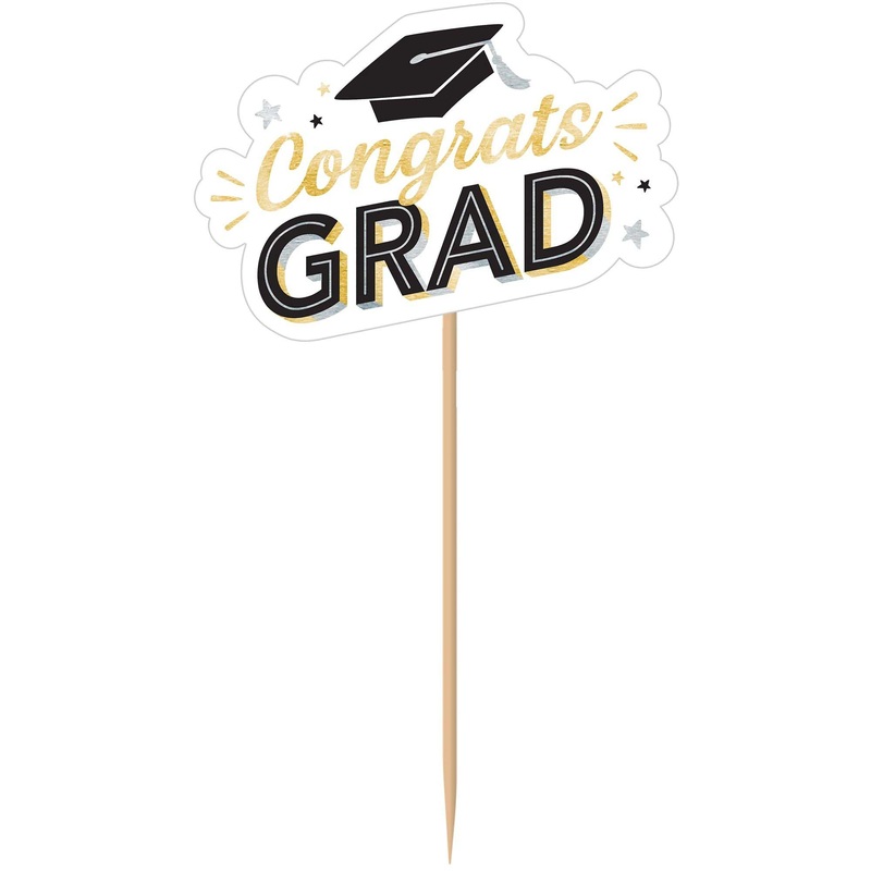 Congrats Grad Graduation Cupcake Picks, 6 Count