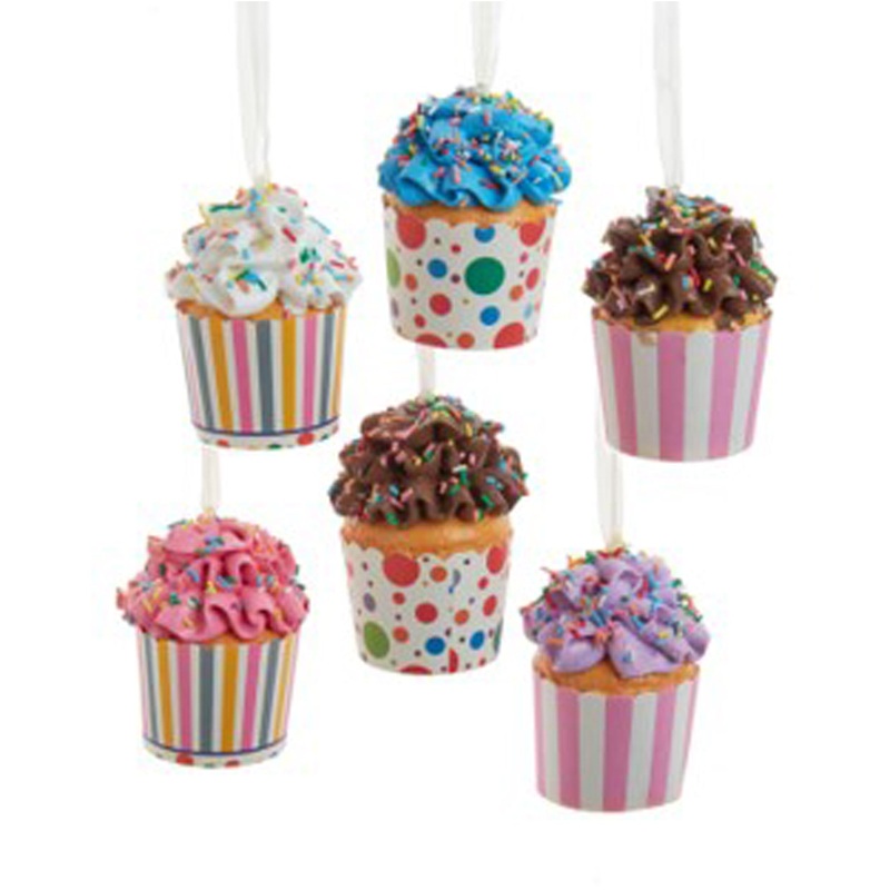 Cupcake Ornaments, 3,5 Inches, Assortment, 1 Count