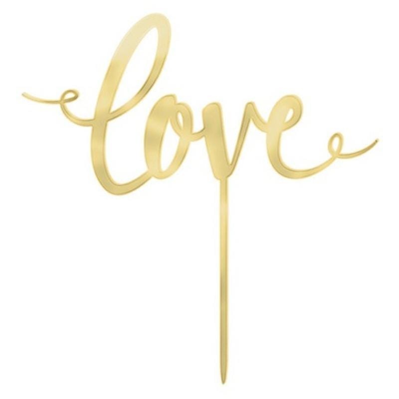 Love - Cake Topper - Gold