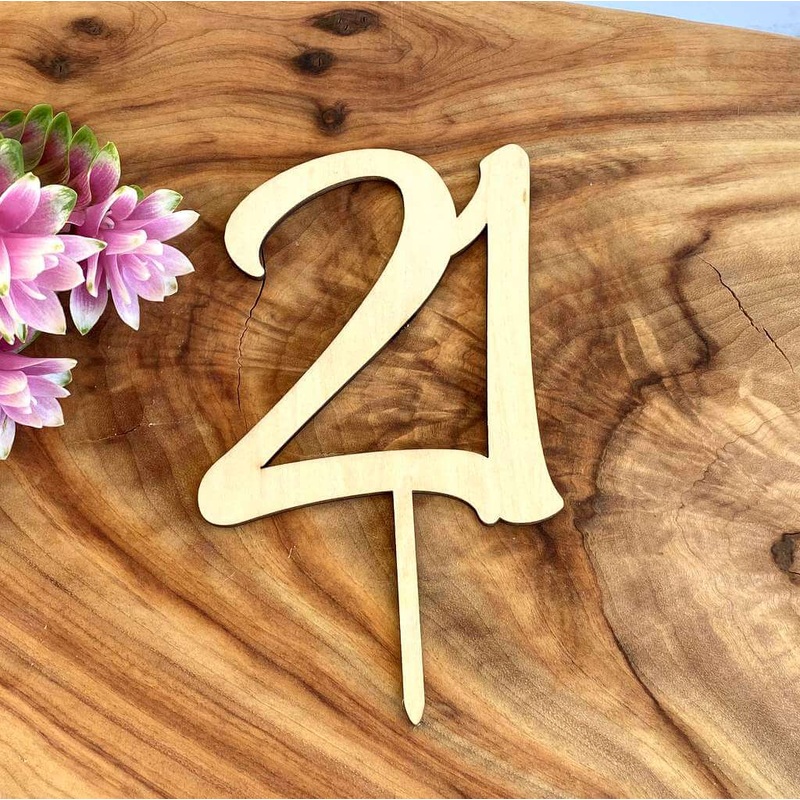 Wooden Age 21 Cake Topper