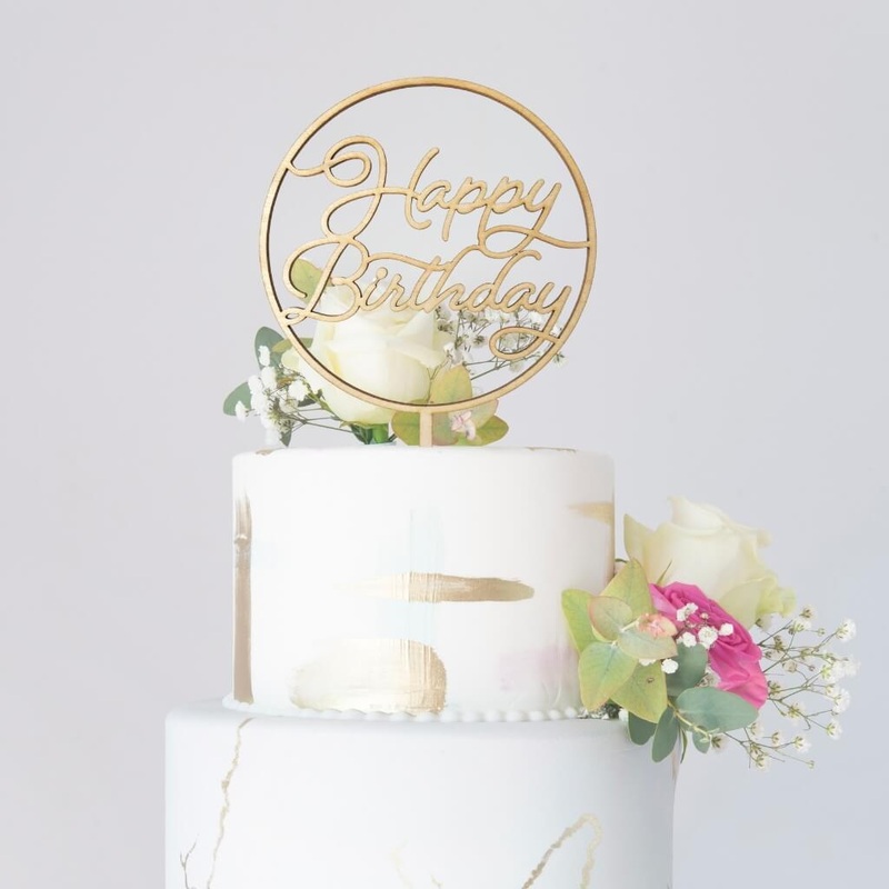 Wooden 'Happy Birthday' Loop Cake Topper
