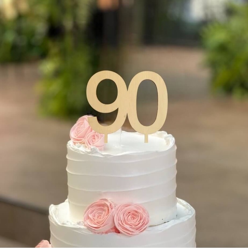 Wooden Number 90 Cake Topper