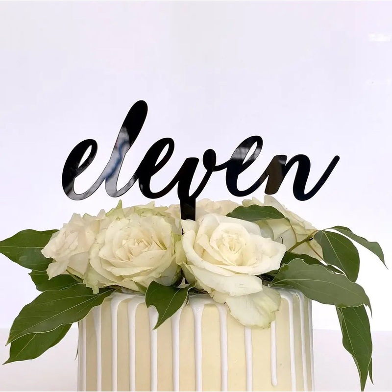 Acrylic Black 'eleven' 11th Birthday Cake Topper