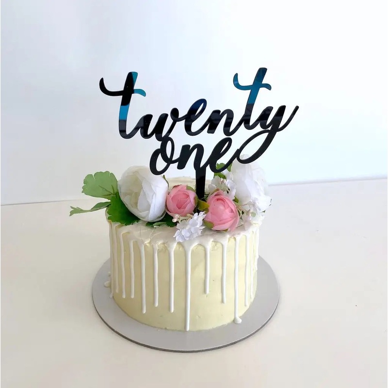 Acrylic Black 'twenty one' 21st Birthday Cake Topper