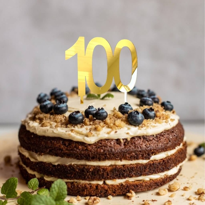 Acrylic Gold Age 100 Birthday Cake Topper