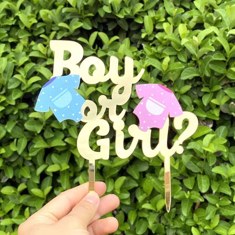 Acrylic Gold 'Boy or Girl' Onesies Cake Topper