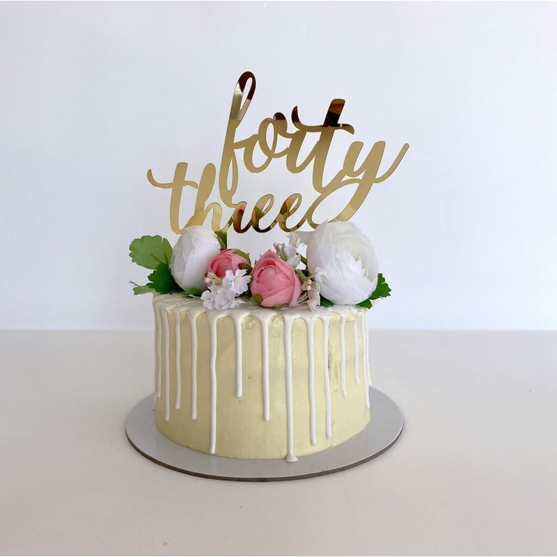 Acrylic Gold 'forty three' Cake Topper