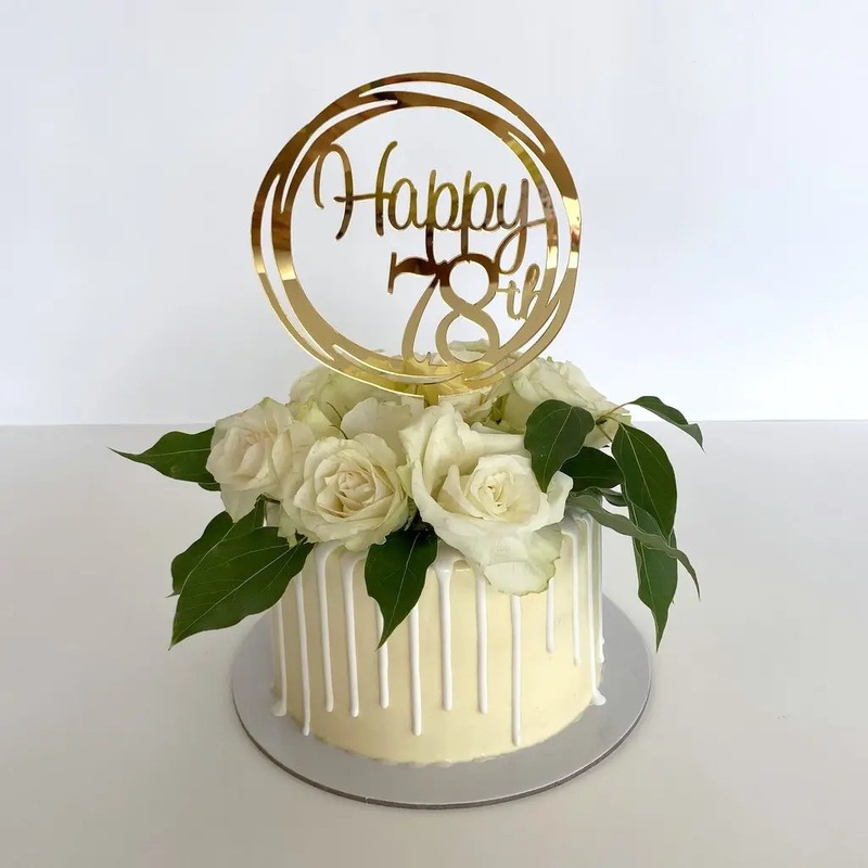 Acrylic Gold Geometric 'Happy 78th' Cake Topper