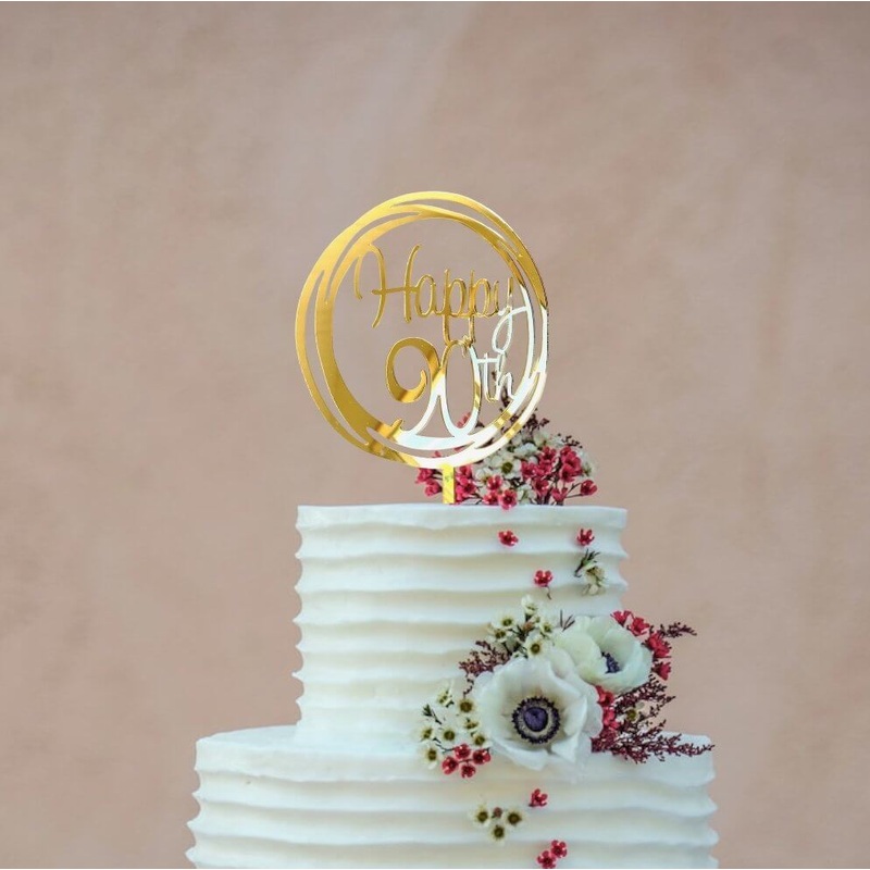 Acrylic Gold Geometric 'Happy 90th' Cake Topper