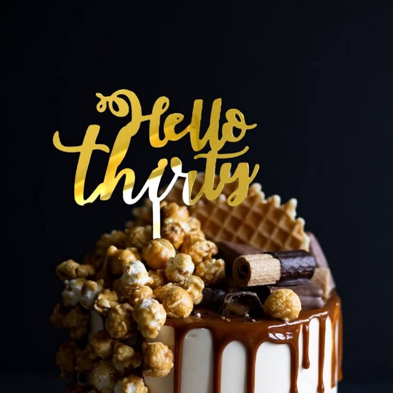Acrylic Gold Mirror 'Hello Thirty' Cake Topper