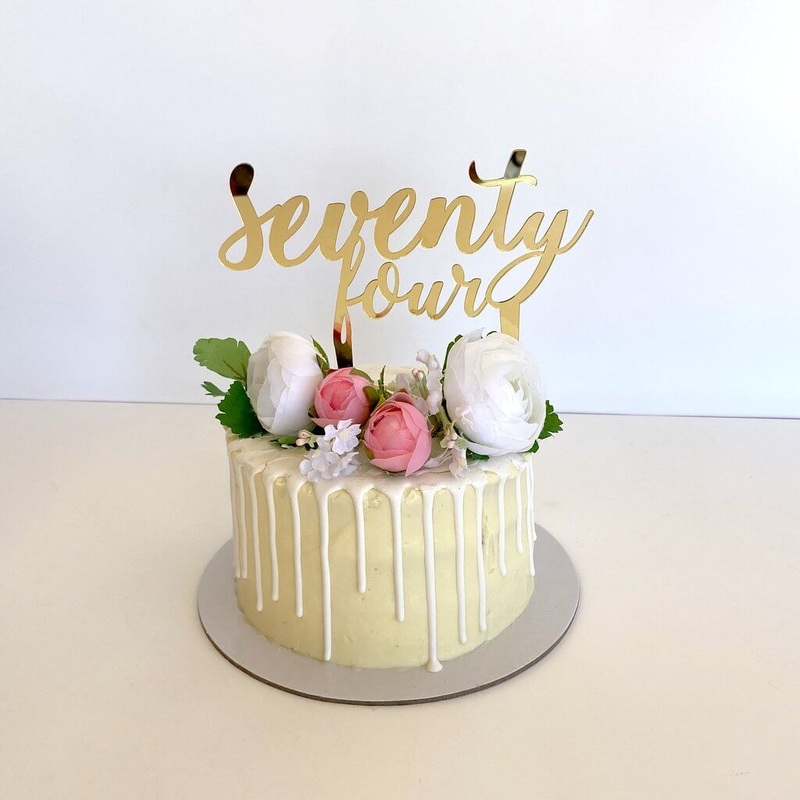 Acrylic Gold 'seventy four' Birthday Cake Topper