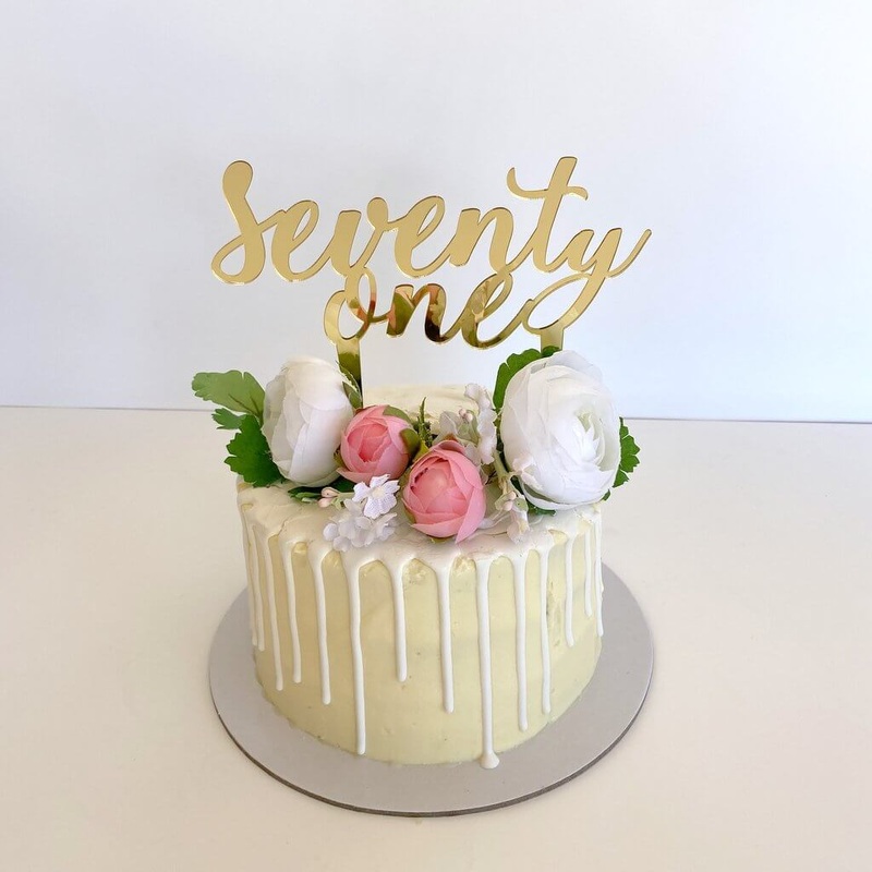 Acrylic Gold 'seventy one' Birthday Cake Topper