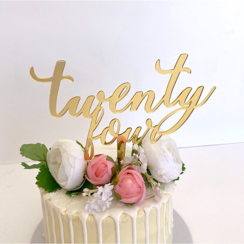 Acrylic Gold 'twenty four' Birthday Cake Topper