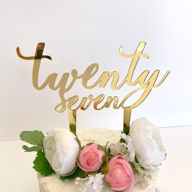 Acrylic Gold 'twenty seven' Birthday Cake Topper