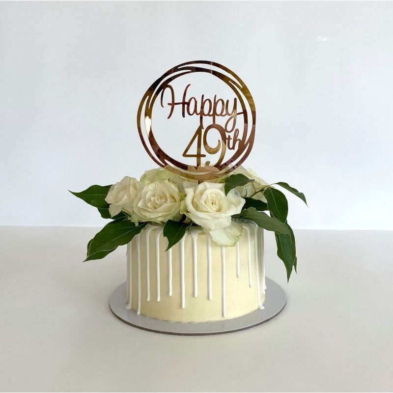 Acrylic Rose Gold 'Happy 49th' Geometric Cake Topper