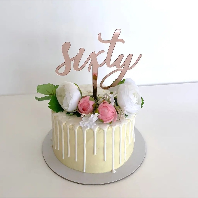 Acrylic Rose Gold 'Sixty' Cake Topper