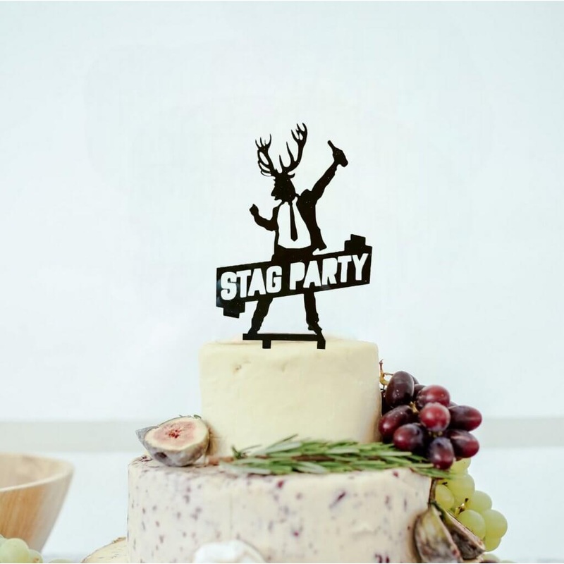 Black Acrylic Stag Party Cake Topper
