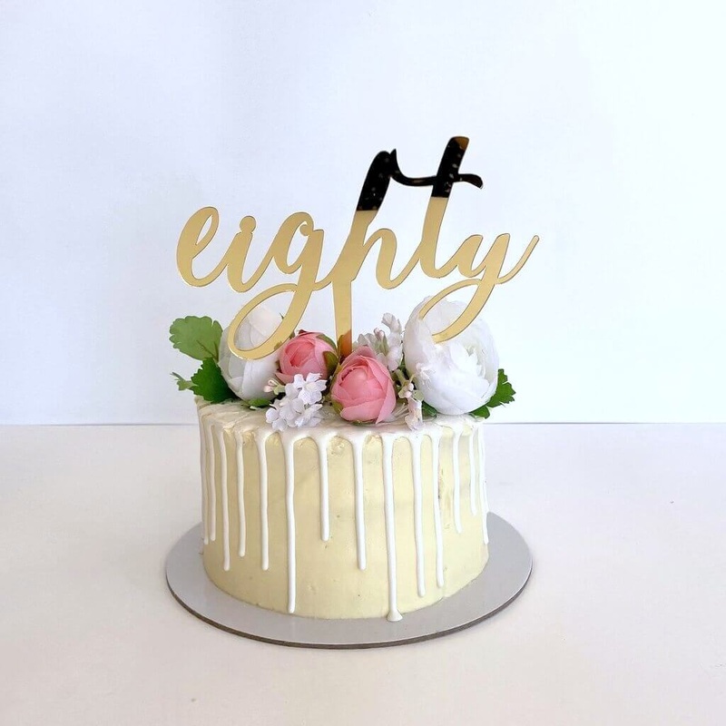 Gold Acrylic 'eighty' Birthday Cake Topper
