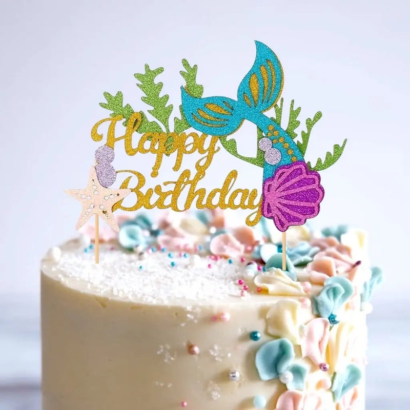 Little Mermaid Glitter Paper Cake Topper