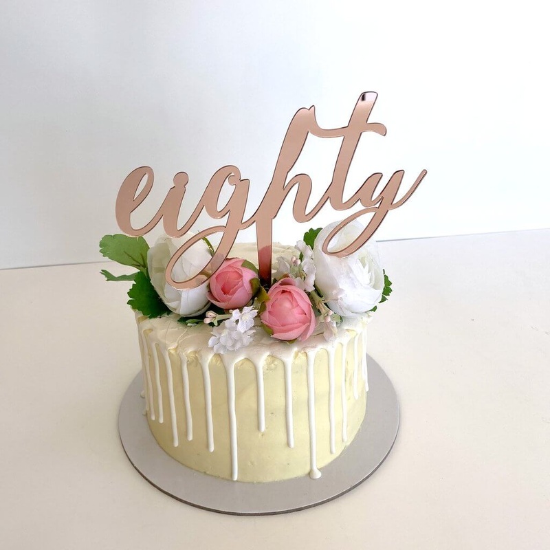 Rose Gold Acrylic 'eighty' Birthday Cake Topper