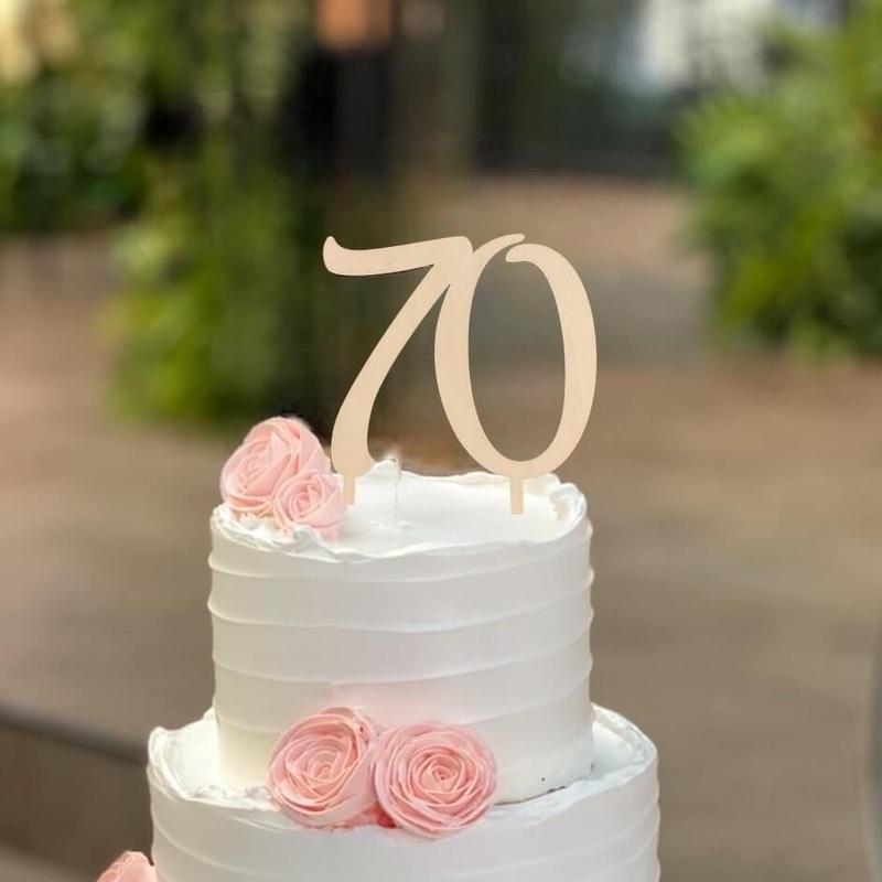 Wooden Age 70 Birthday Cake Topper