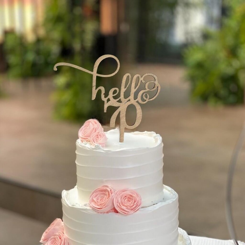 Wooden 'Hello 70' Birthday Cake Topper