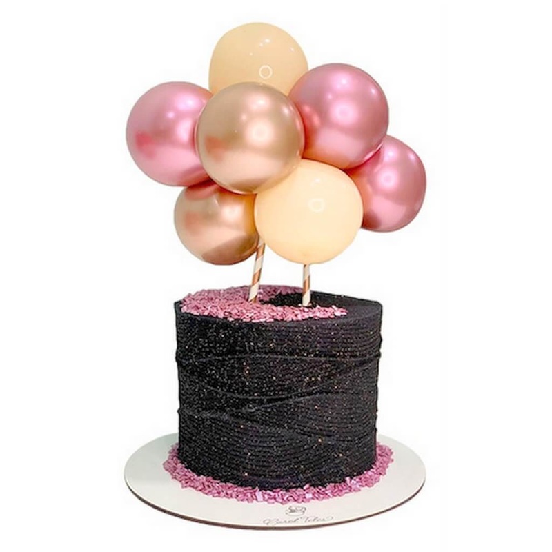 5-inch Mini Chrome Gold & Champagne Balloon Cake Topper Kit