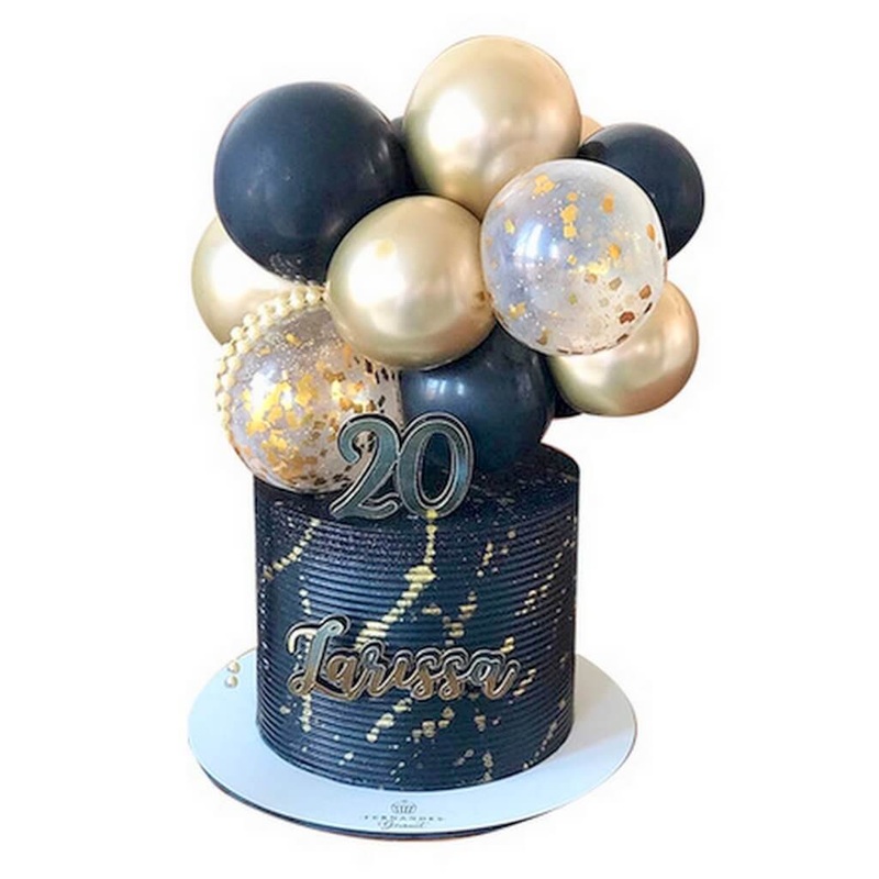 5-inch Mini Chrome Gold & Royal Blue Balloon Cake Topper Kit