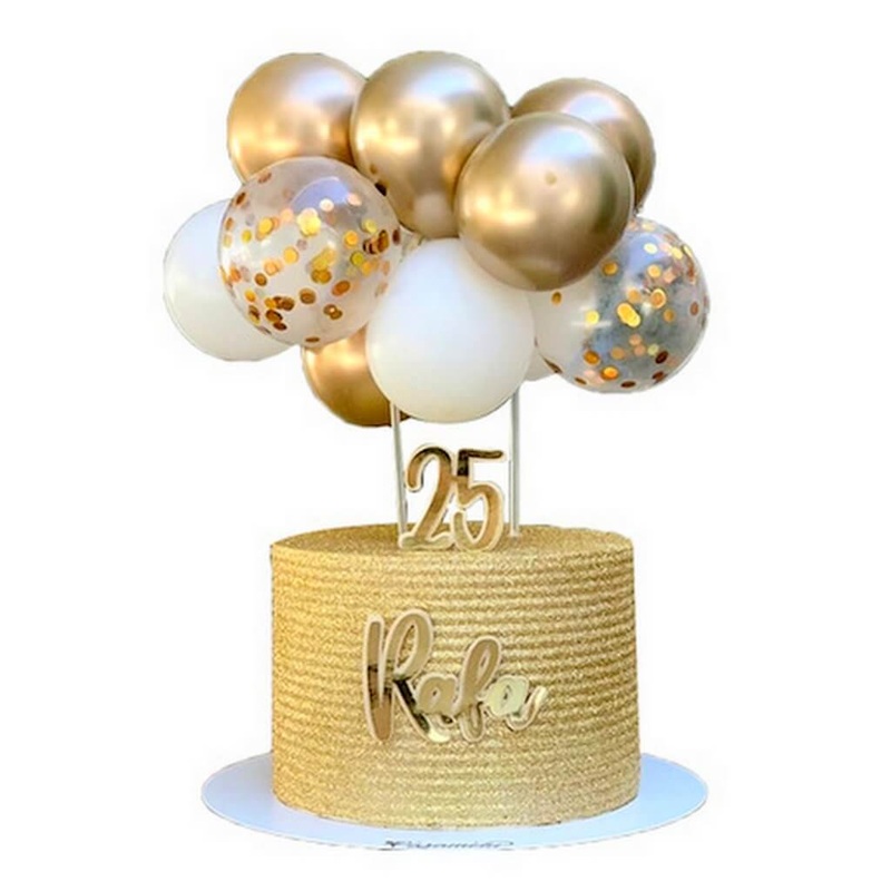 5inch Mini Chrome Gold & White Balloon Cake Topper Kit