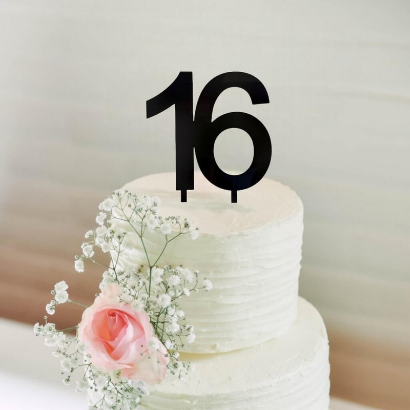 Acrylic Black Age 16 Cake Topper