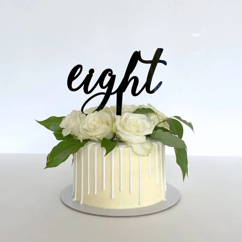 Acrylic Black 'Eight' 8th Birthday Cake Topper