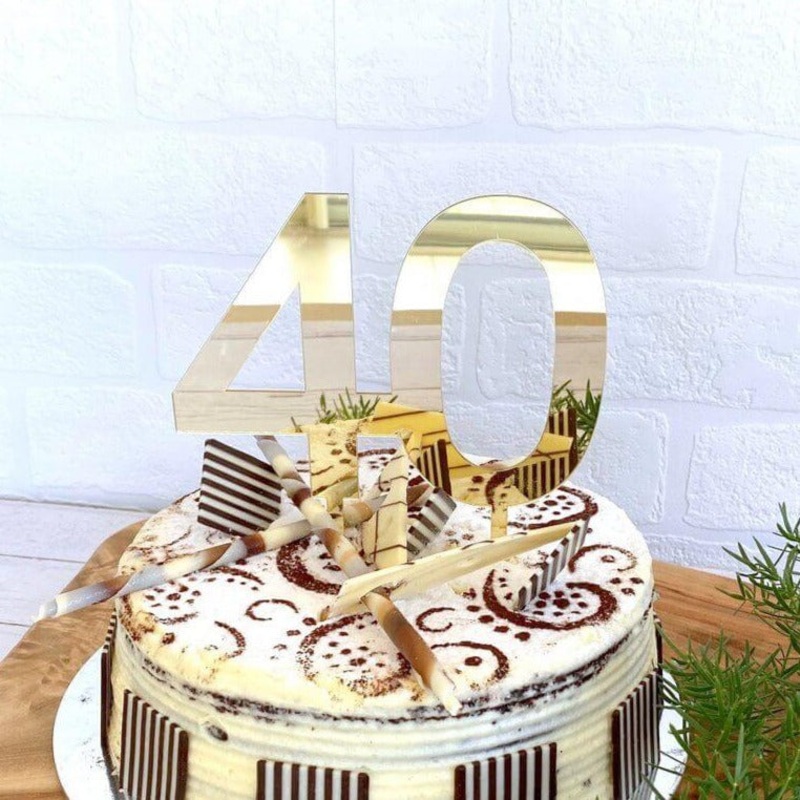 Acrylic Gold Age 40 Number Cake Topper