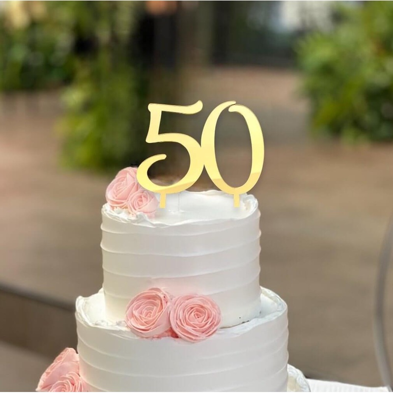 Acrylic Gold Age 50 Birthday Cake Topper