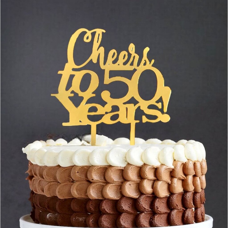 Acrylic Gold 'Cheers to 50 Years!' Cake Topper