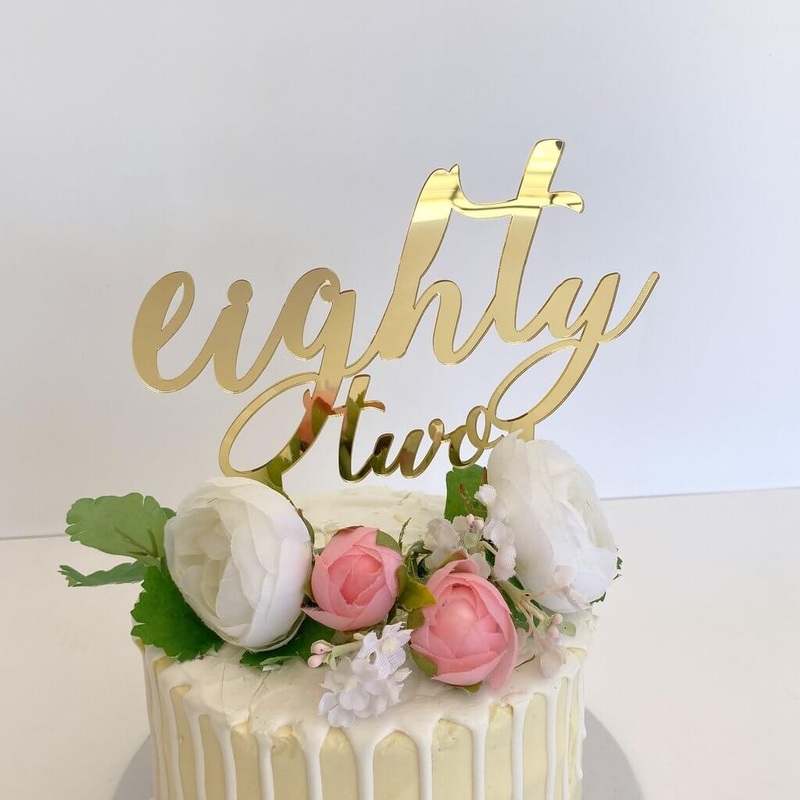 Acrylic Gold 'eighty two' Cake Topper