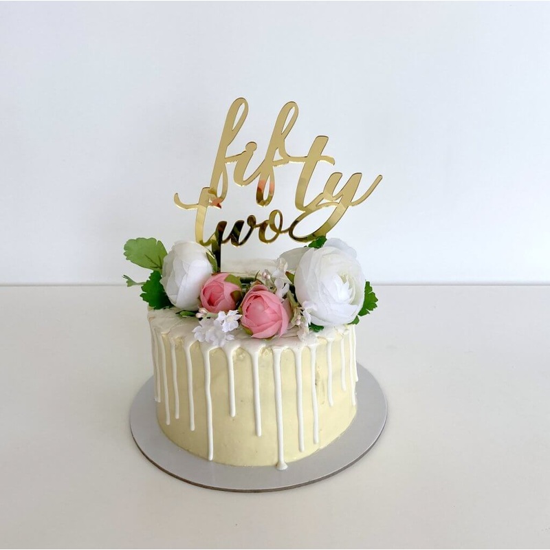 Acrylic Gold 'fifty two' Birthday Cake Topper