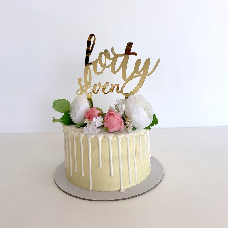 Acrylic Gold 'forty seven' Birthday Cake Topper
