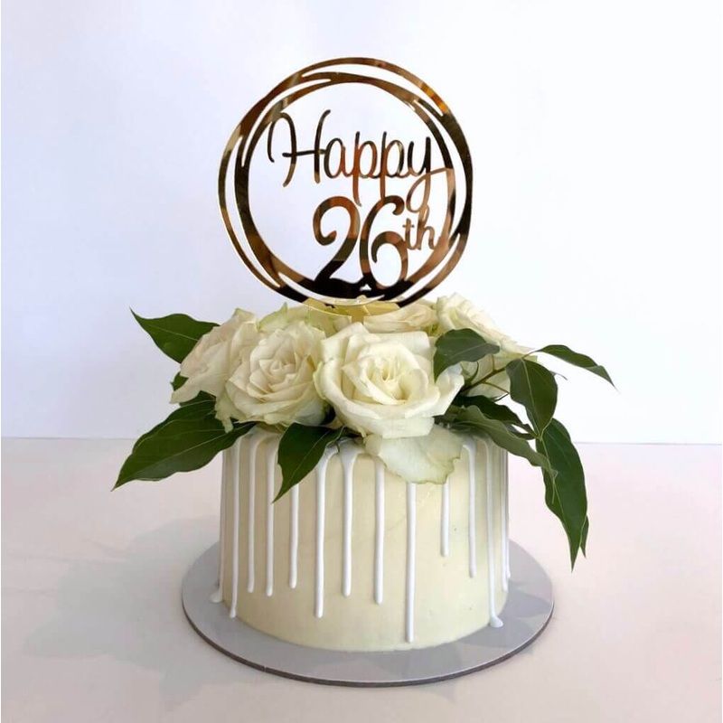 Acrylic Gold Geometric 'Happy 26th' Cake Topper