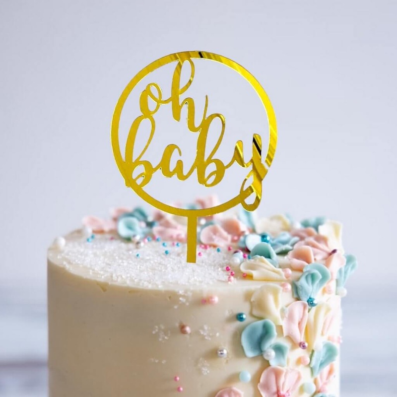 Acrylic Gold 'Oh Baby' Baby Shower Cake Topper