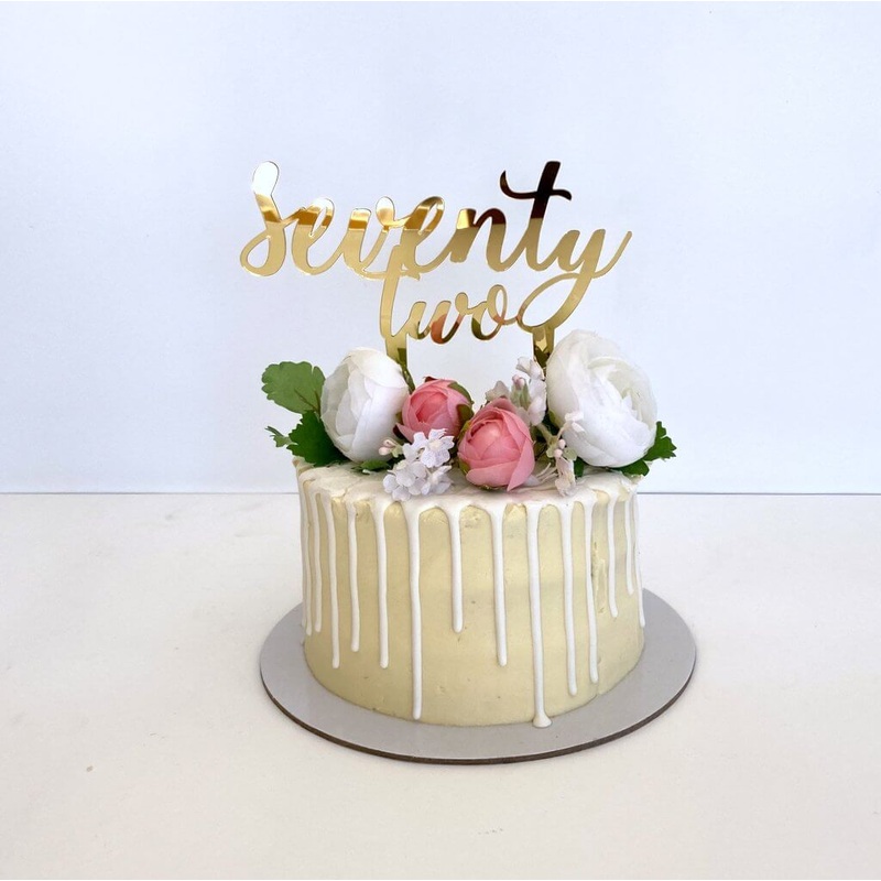 Acrylic Gold 'seventy two' Birthday Cake Topper