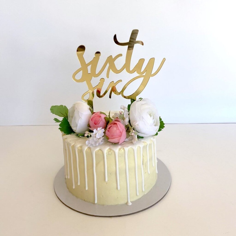 Acrylic Gold 'sixty six' Birthday Cake Topper