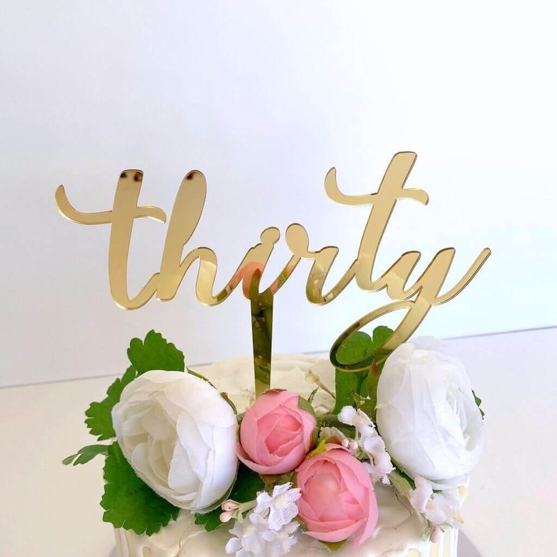 Acrylic Gold 'Thirty' Birthday Cake Topper