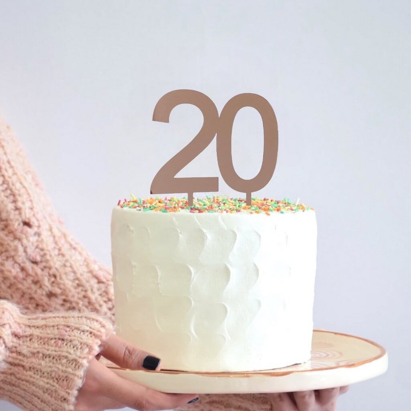 Acrylic Rose Gold Age 20 Cake Topper