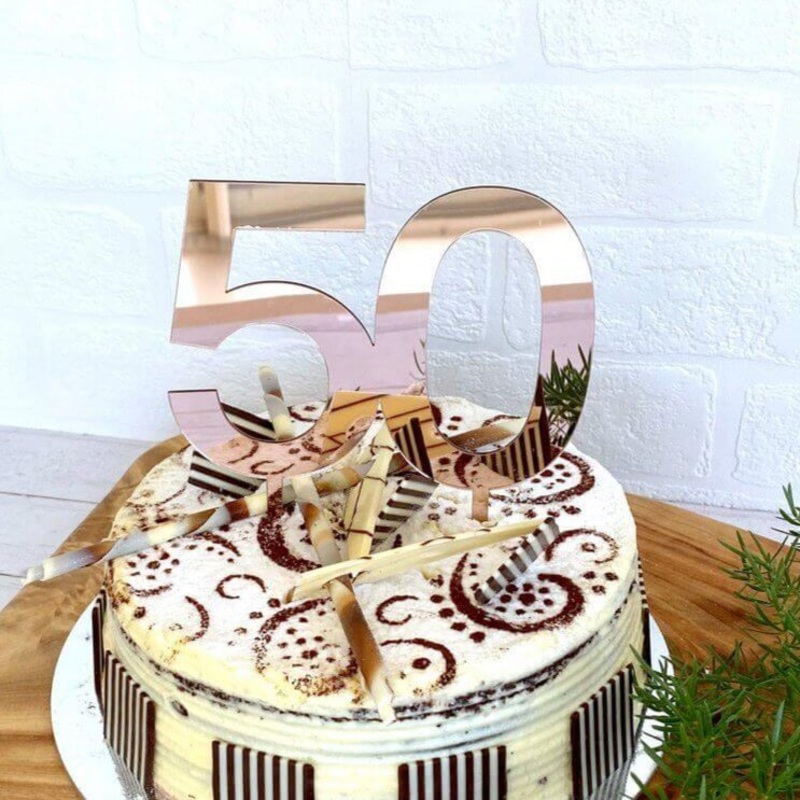 Acrylic Rose Gold Age 50 Cake Topper