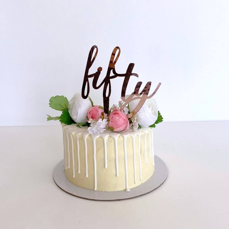 Acrylic Rose Gold 'Fifty' Cake Topper