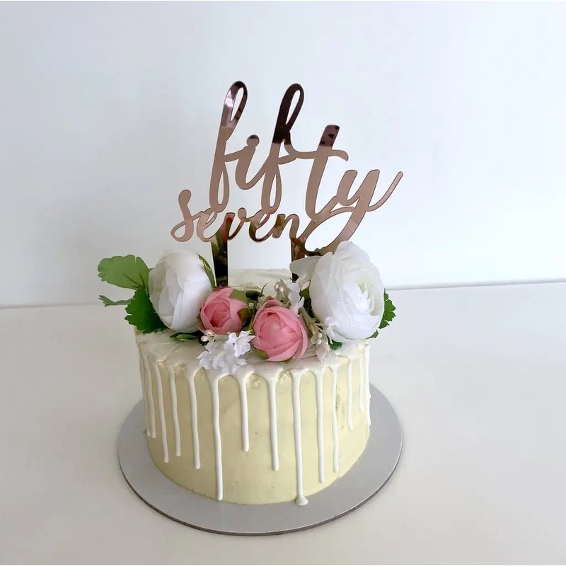 Acrylic Rose Gold 'fifty seven' Birthday Cake Topper